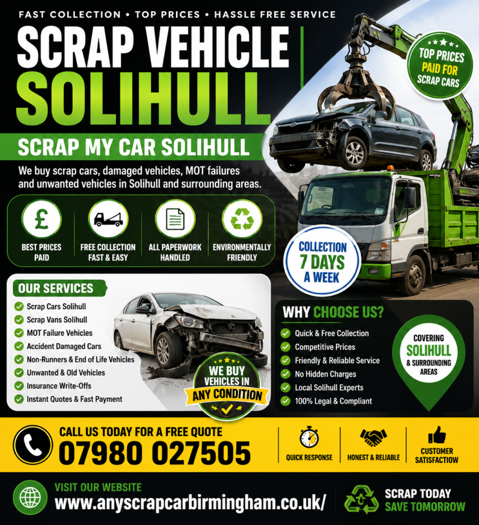 Scrap Vehicle Solihull Scrap My Car Solihull